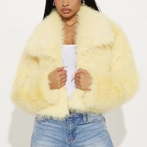 Chic Yellow Teddy Jacket for Women